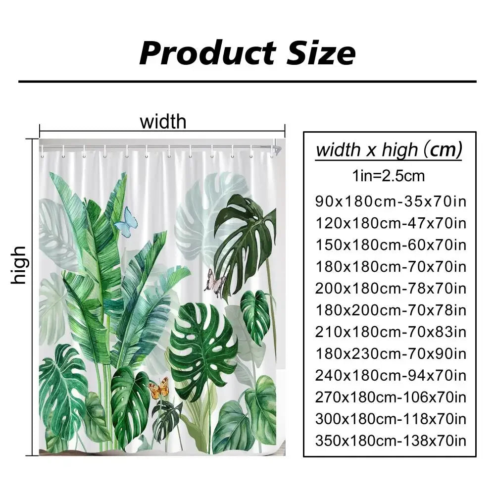 Colourful Glass Meadow Flower Butterfly Print Polyester Fabric Shower Curtain Home Hotel Apartment Bathroom Shower Curtain Decor