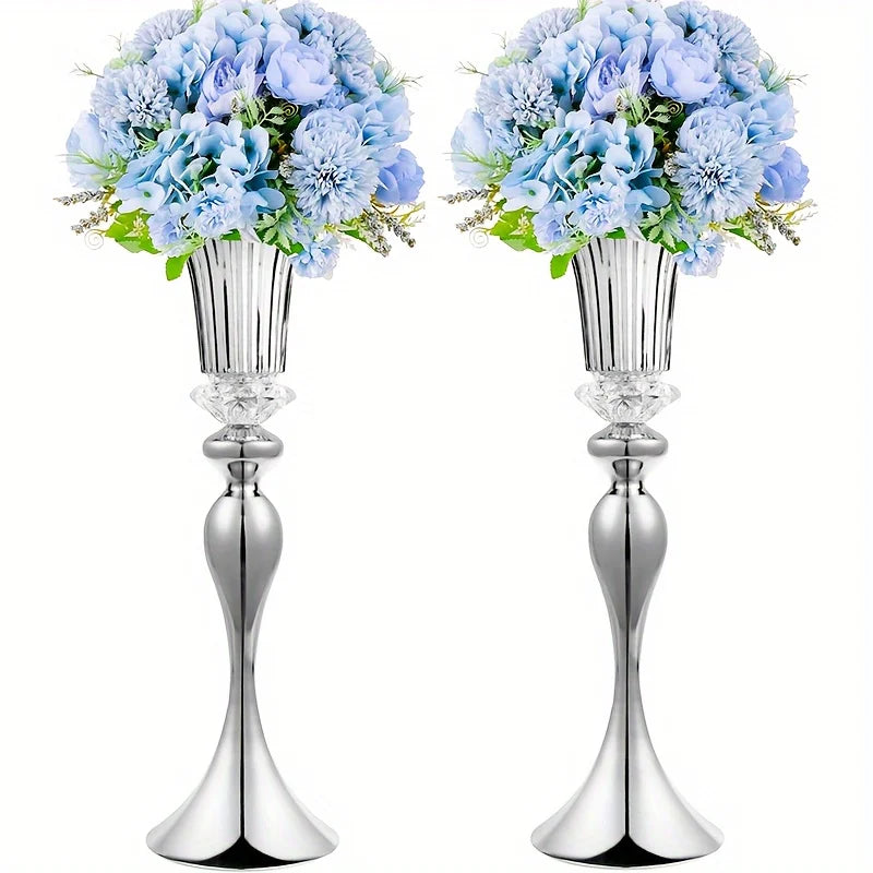 Crystal Flower Stands Metal Centerpiece Vases For Table Decor