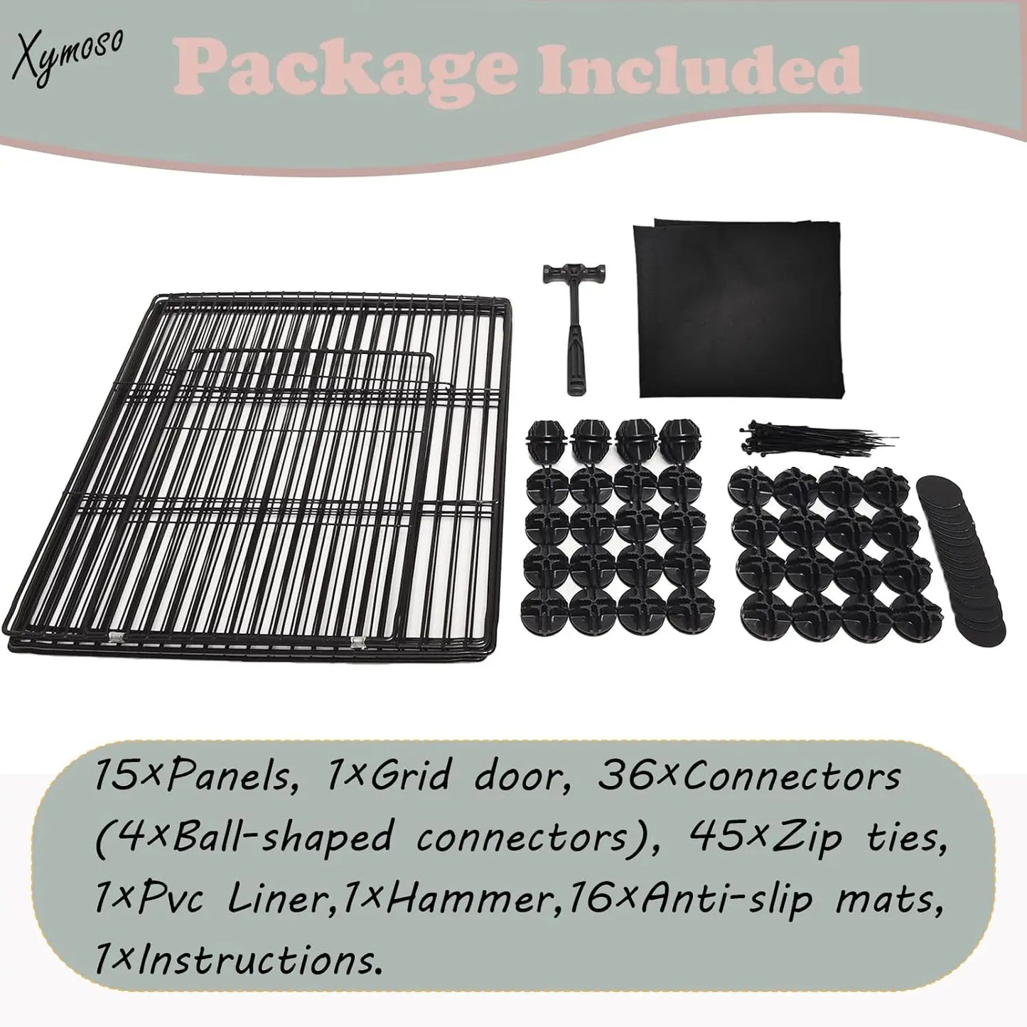 DIY Waterproof Small Animal Cage With Door 16 Panels Playpen