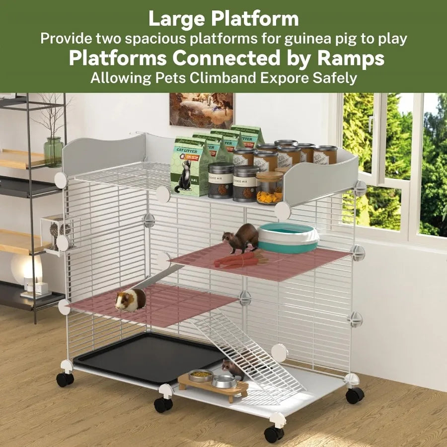 Guinea Pig Cage On Wheels 3 Tier Engineering With Tray