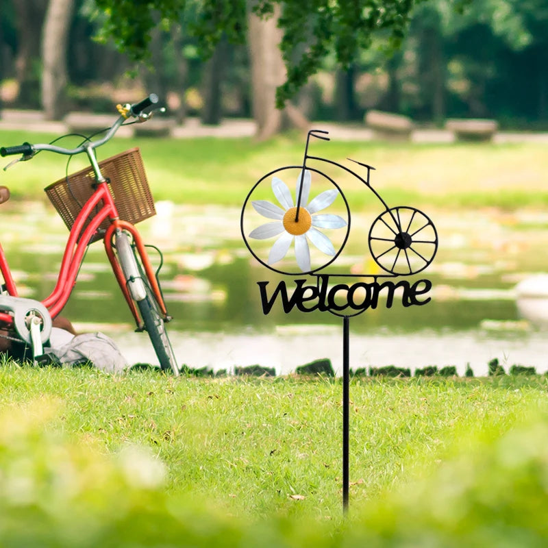 Outdoor Garden Daisy Windmill Decoration Metal Yard Art