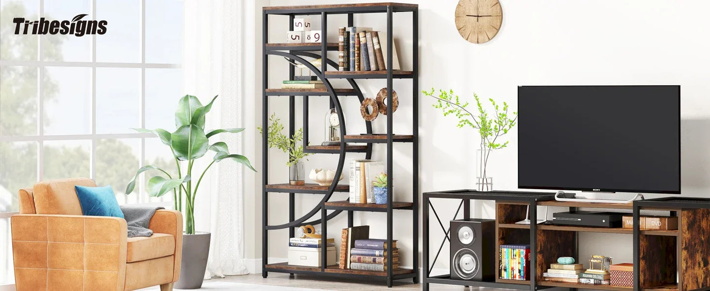 Tribesigns Industrial Etagere Bookshelf Freestanding Tall Display Shelf
