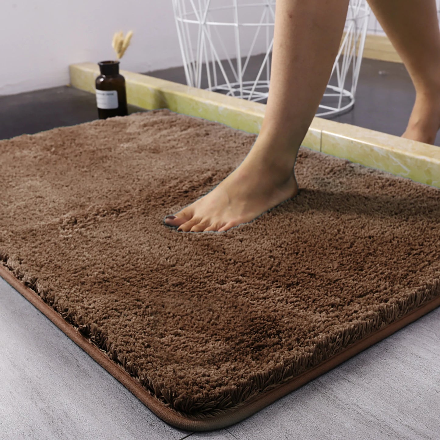 Super Absorbent Non-slip Bathroom Mat Plush Microfiber Quick Dry Washable Soft Bath Rug for Tub Balcony