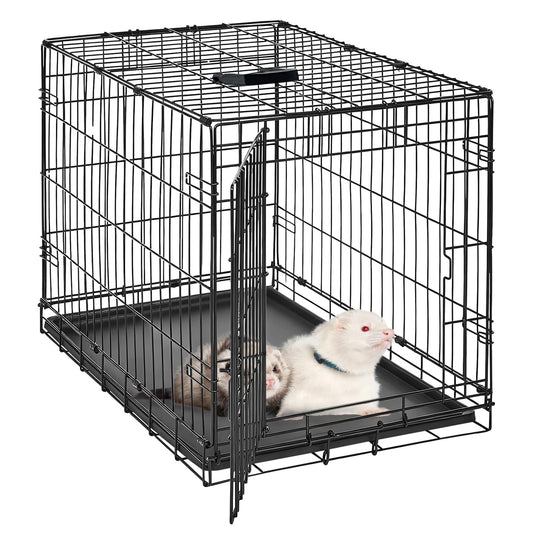 HiMISSCN Portable Folding Rabbit Cage With Slide Out Tray Doors