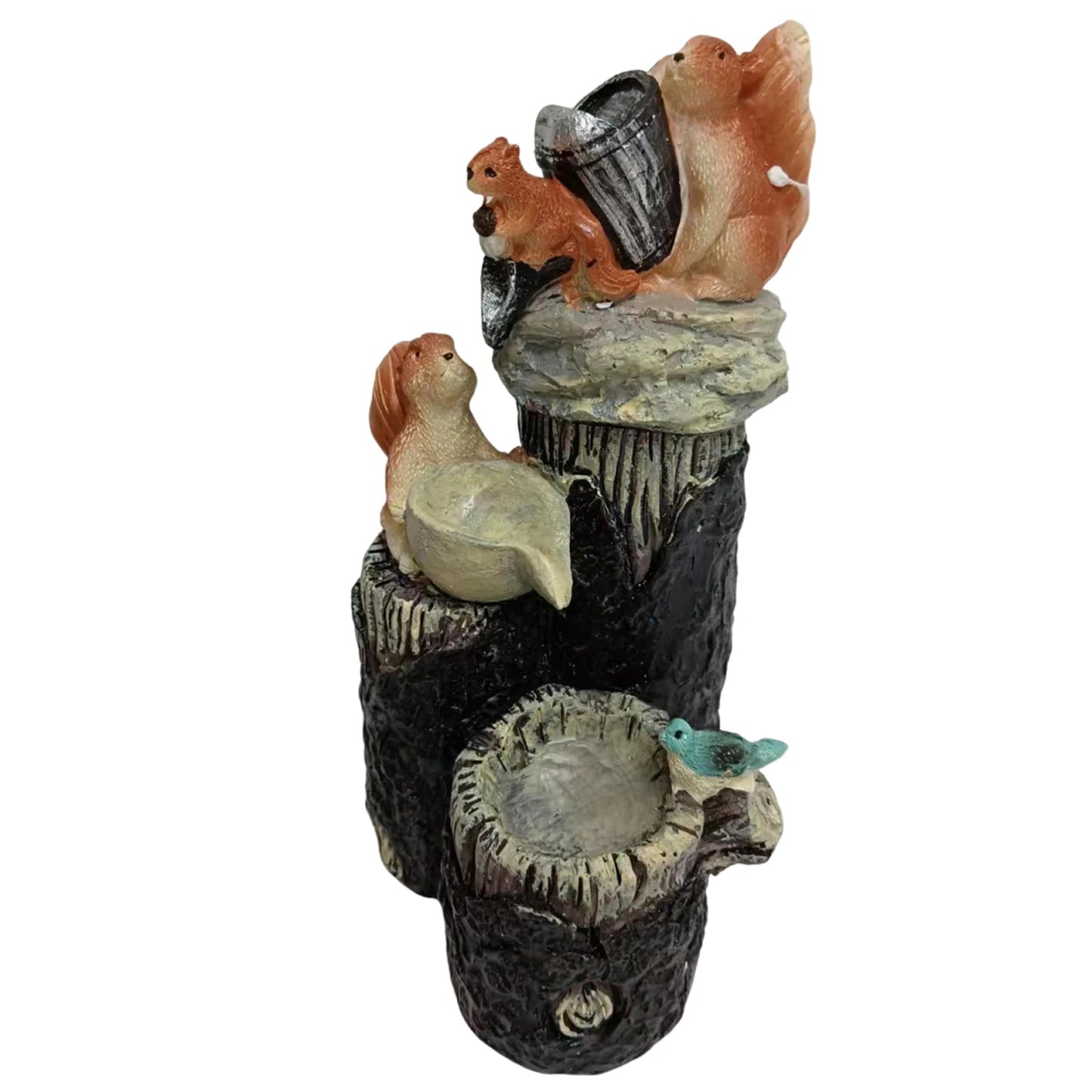 Alloet Funny Duck And Squirrel Fountain Ornament With Light