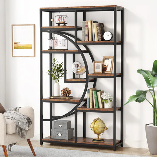 Tribesigns Industrial Etagere Bookshelf Freestanding Tall Display Shelf