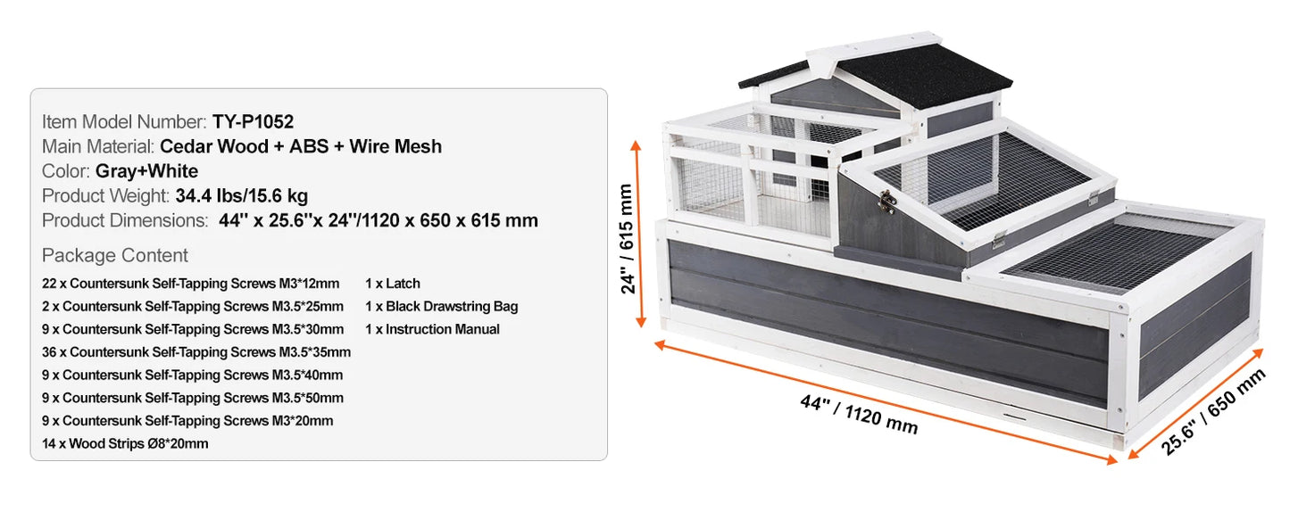 SucceBuy Tortoise Habitat Cedar Wood Enclosure With Lamp Holder