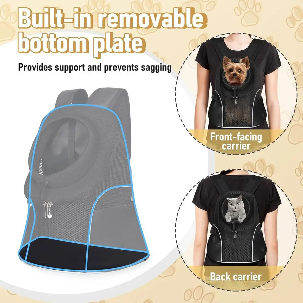 Pet Dog Carrier Backpack Ventilated Mesh Front Travel With Safety Belt