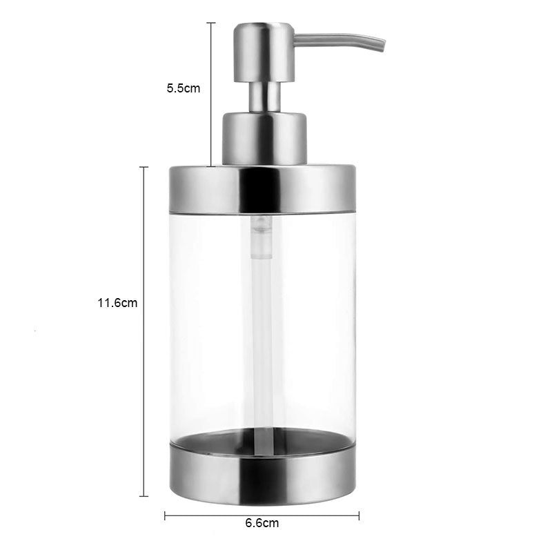 Soap Dispenser Stainless Steel and Acrylic Shampoo Bottle for Bathroom Kitchen Washing Up Hand Soap Shower Gel 350ML