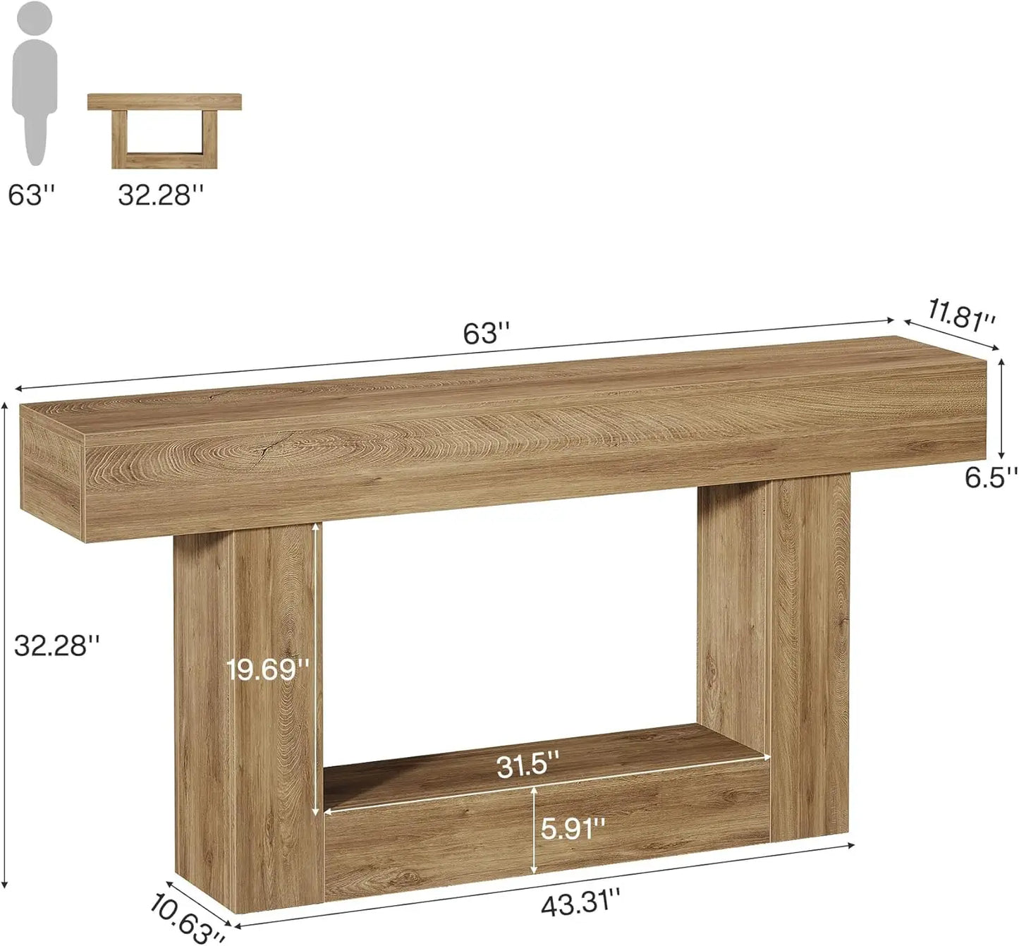 Tribesigns Farmhouse Console Table With U Shaped Base