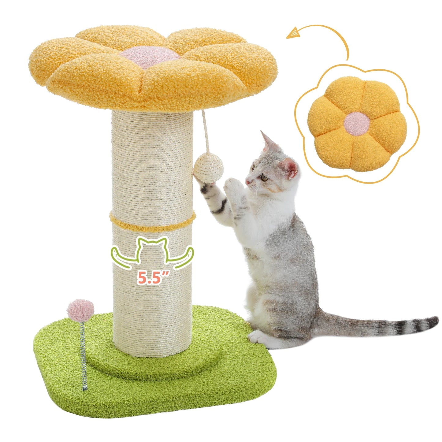 PAWZ Road Flower Small Cat Tree Scratching Post Natural Sisal
