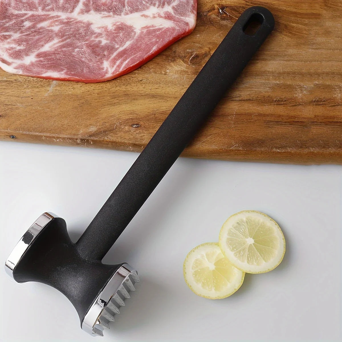 Stainless Steel Meat Tenderizer Mallet With Rubber Handle
