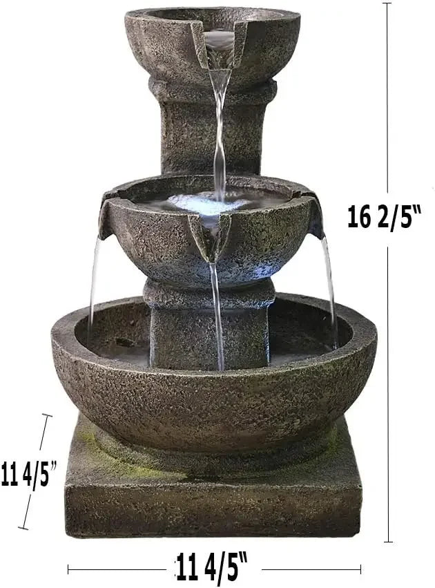 XMSJ Outdoor Waterfall Fountain With LED Lights For Garden Patio