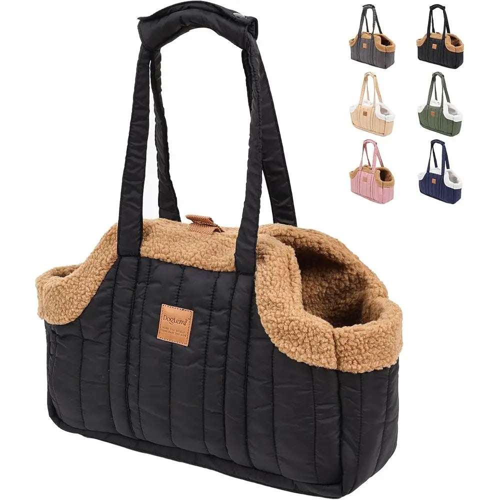 Winter Fleece Waterproof Dog Carrier Purse With Secure Harness Clip