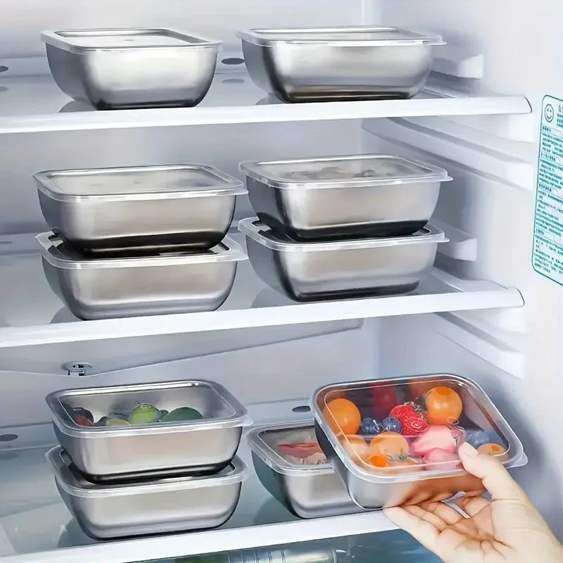 Stainless Steel Food Storage Boxes 5-Pack Stackable For Meal Prep