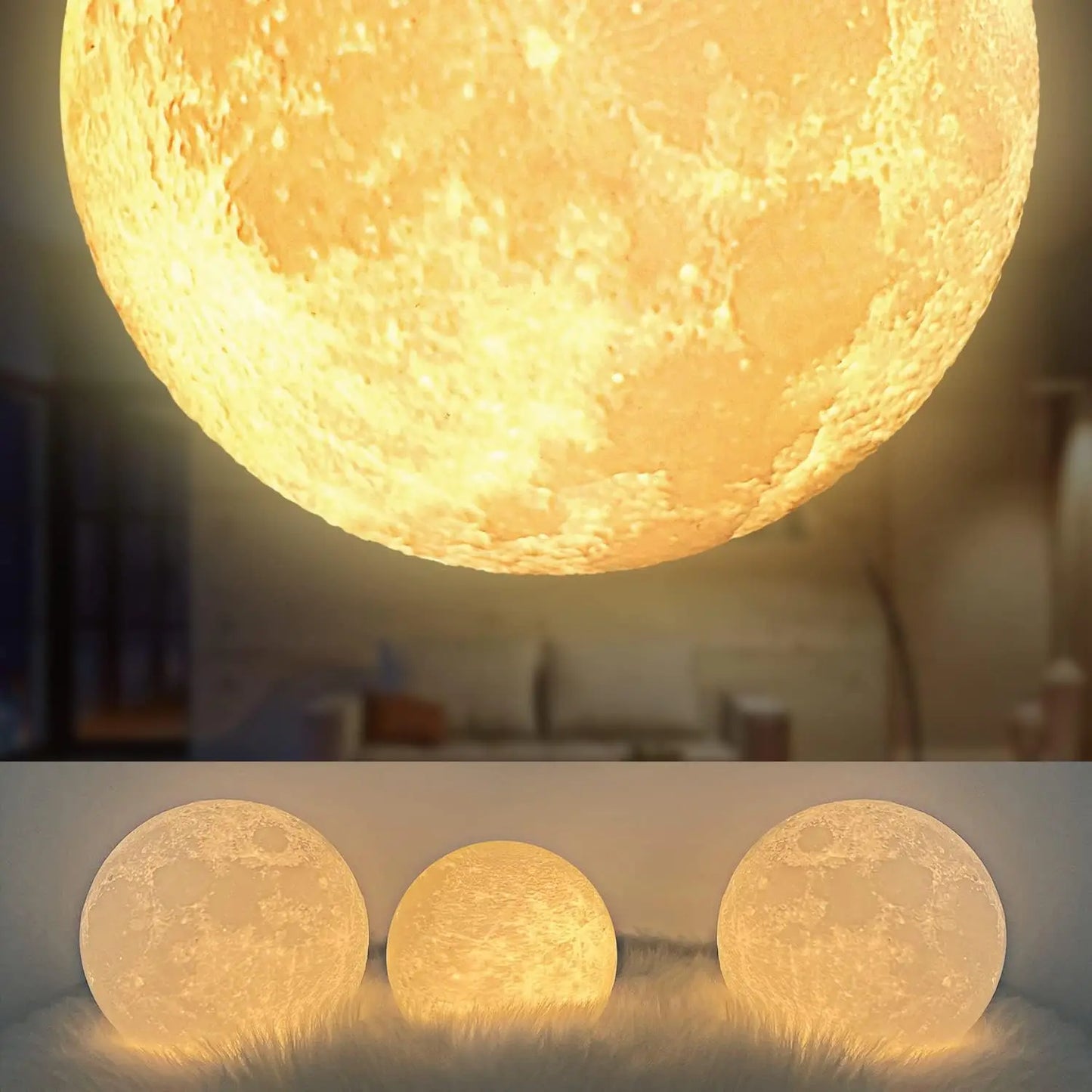 Mexllex Magnetic Floating Rotating Moon Lamp With Wooden Base