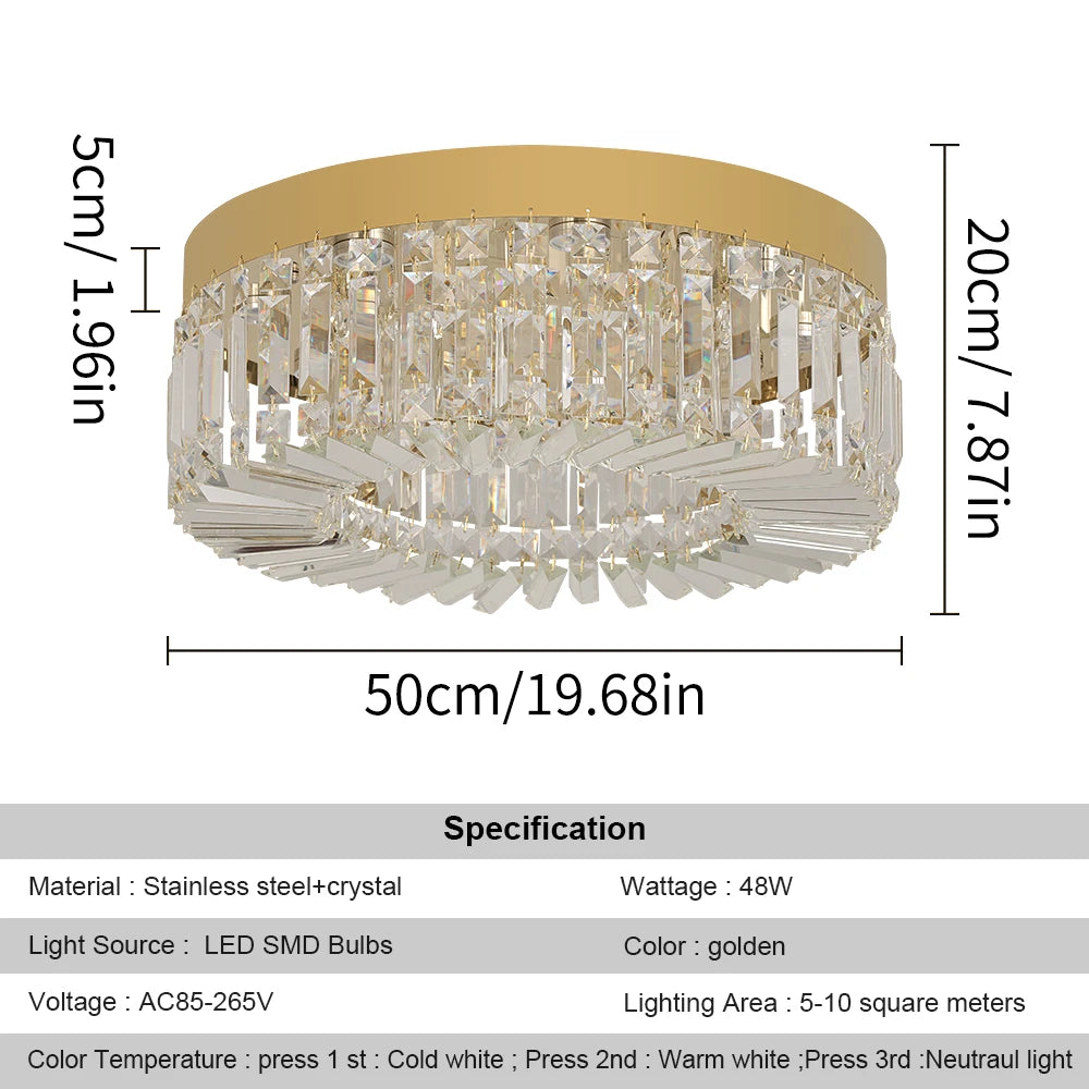 VETRULUS Crystal Ceiling Lamp Modern Chandelier Living Room