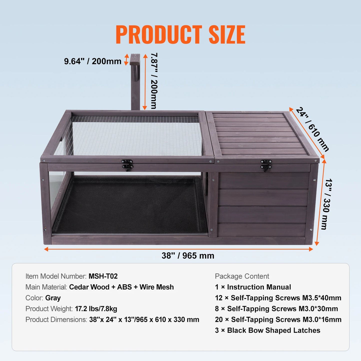 SucceBuy Tortoise Habitat Cedar Wood Enclosure With Lamp Holder