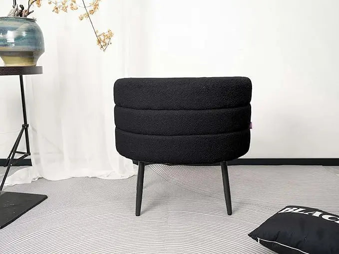 Accent Chair Sherpa Upholstered Boucle Modern White Fluffy Comfy Teddy Armchair Comfortable Reading Chair for Living Room Bedroo