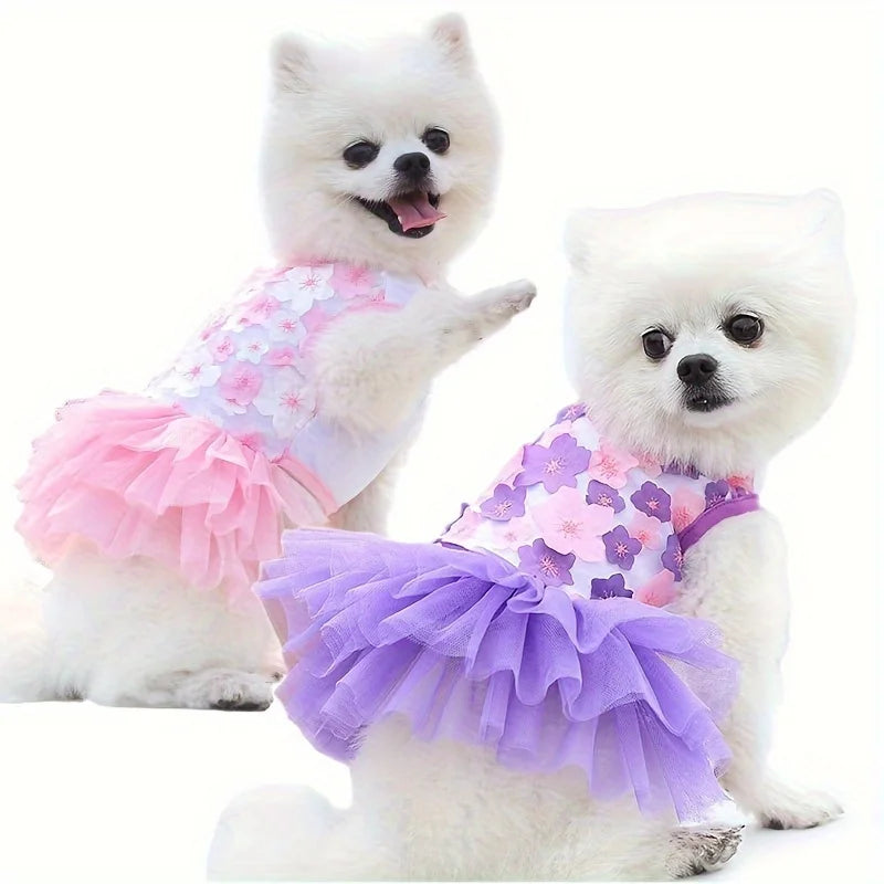 Floral Princess Dog Dress For Everyday Pet Outings