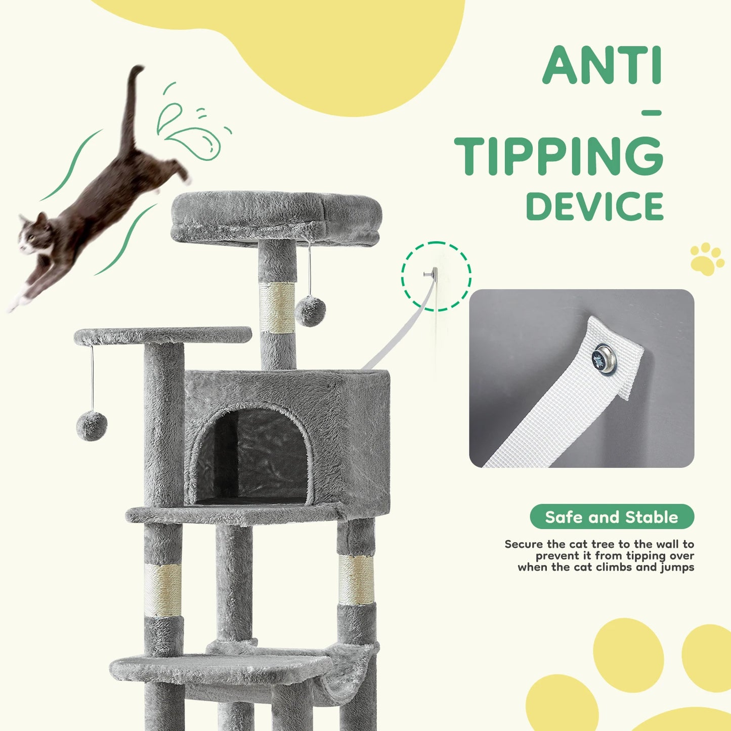JHK Cat Tree Multi Cat Climbing Tower For Indoor Cats