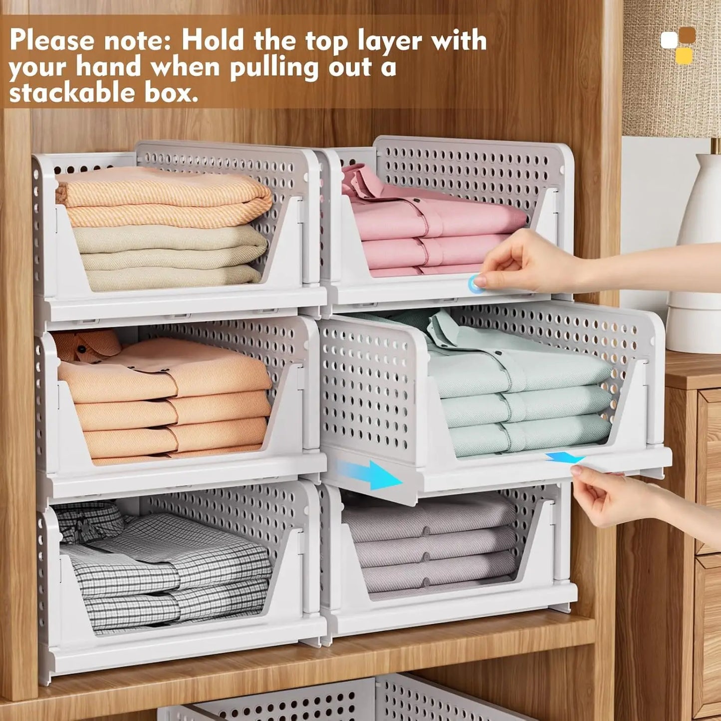 Foldable Stackable Closet Organizer Boxes 5 Pack Multifunctional Storage