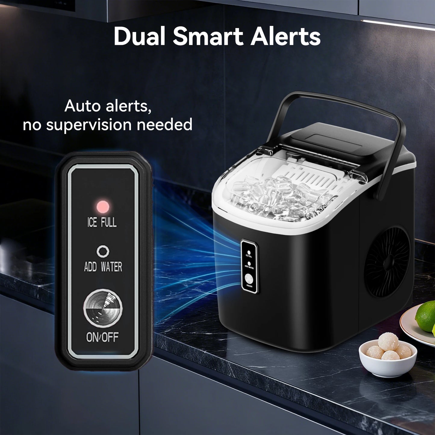 SIMZLIFE Portable Ice Maker With Handle 26 Lbs Per Day