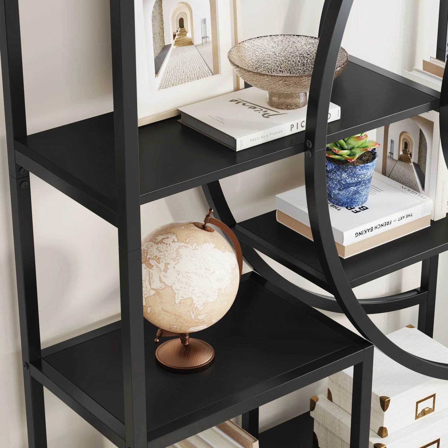 Tribesigns Industrial Etagere Bookshelf Freestanding Tall Display Shelf