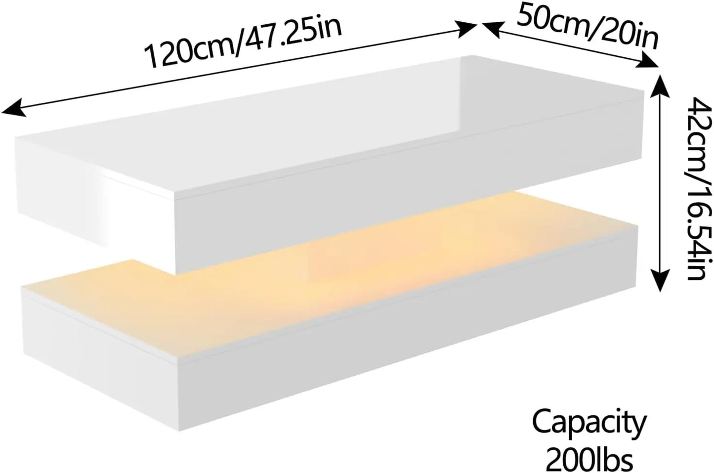 QiaoShiRen Modern LED Coffee Table With Double Layer Drawers