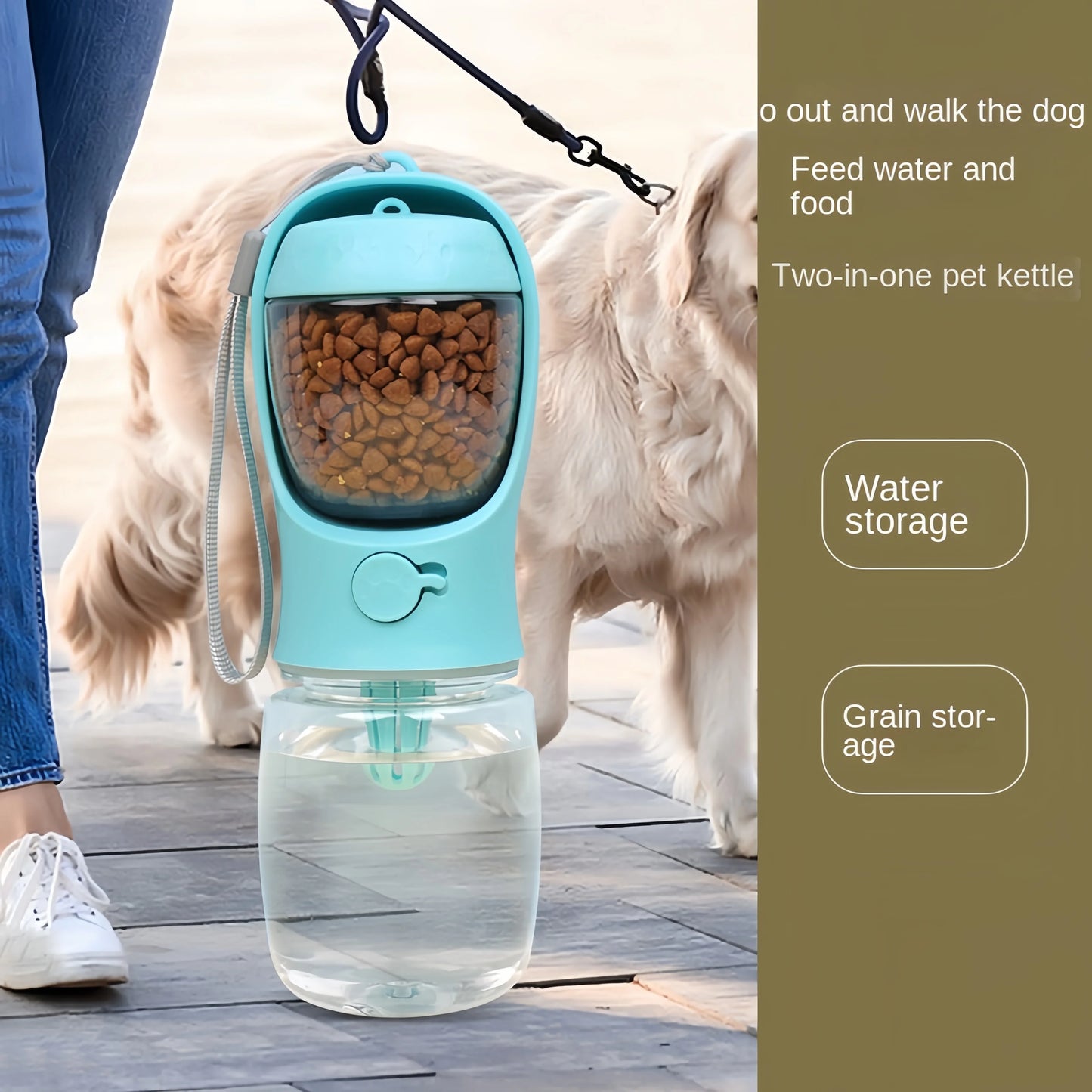 Portable Pet Water Bottle With Food And Water Storage Travel
