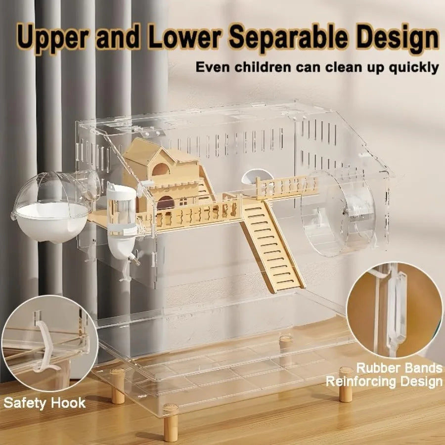 Acrylic Hamster Cage 8 In 1 With All Accessories Transparent Viewing