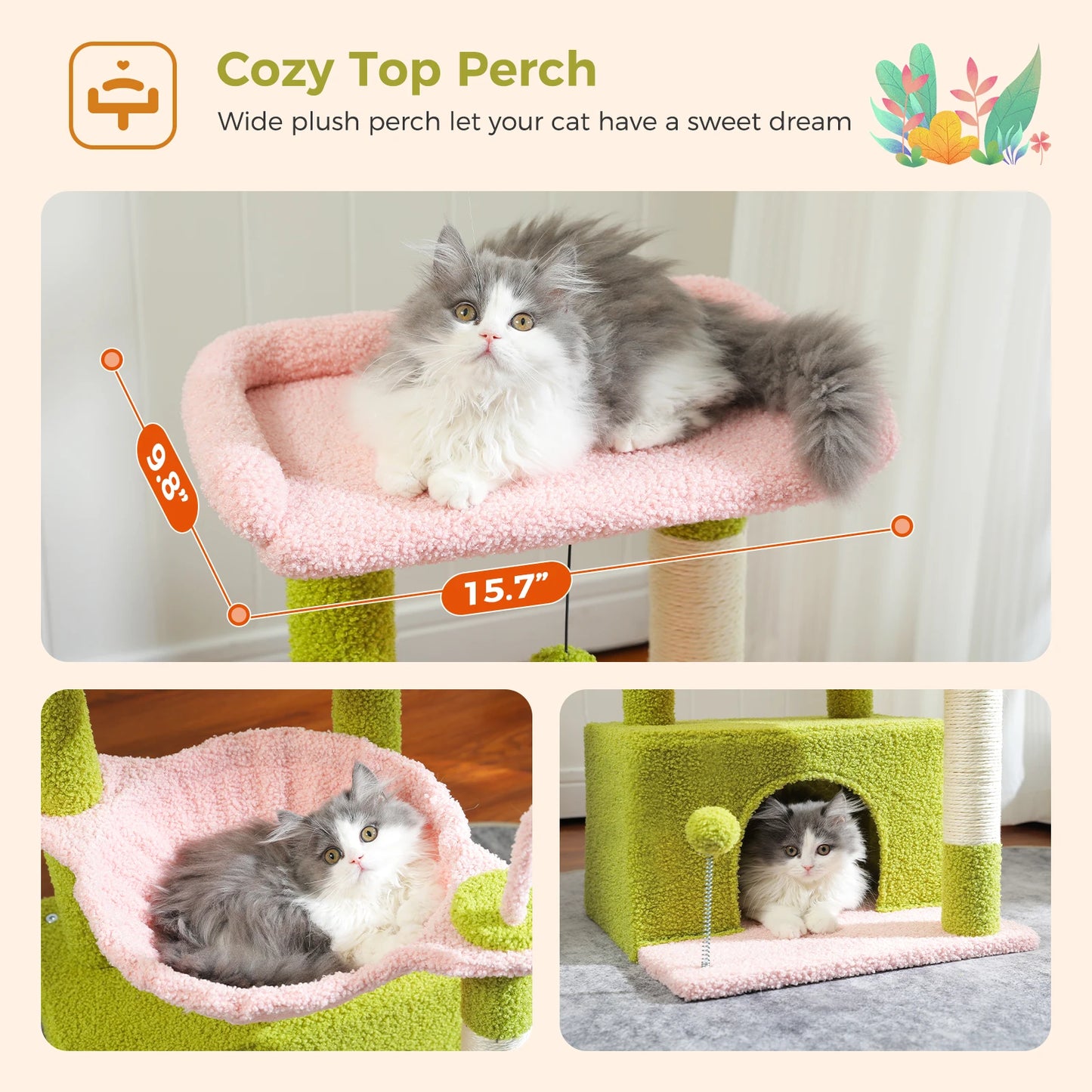 PAWZ Road 4-In-1 Cat Tree With Condo And Cozy Perch
