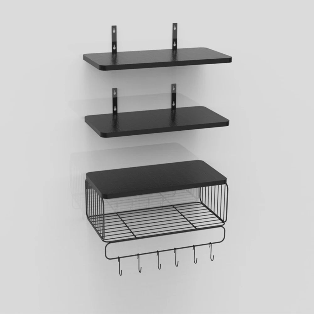 Wall Mounted Floating Shelves Triple Tier Wood Bathroom