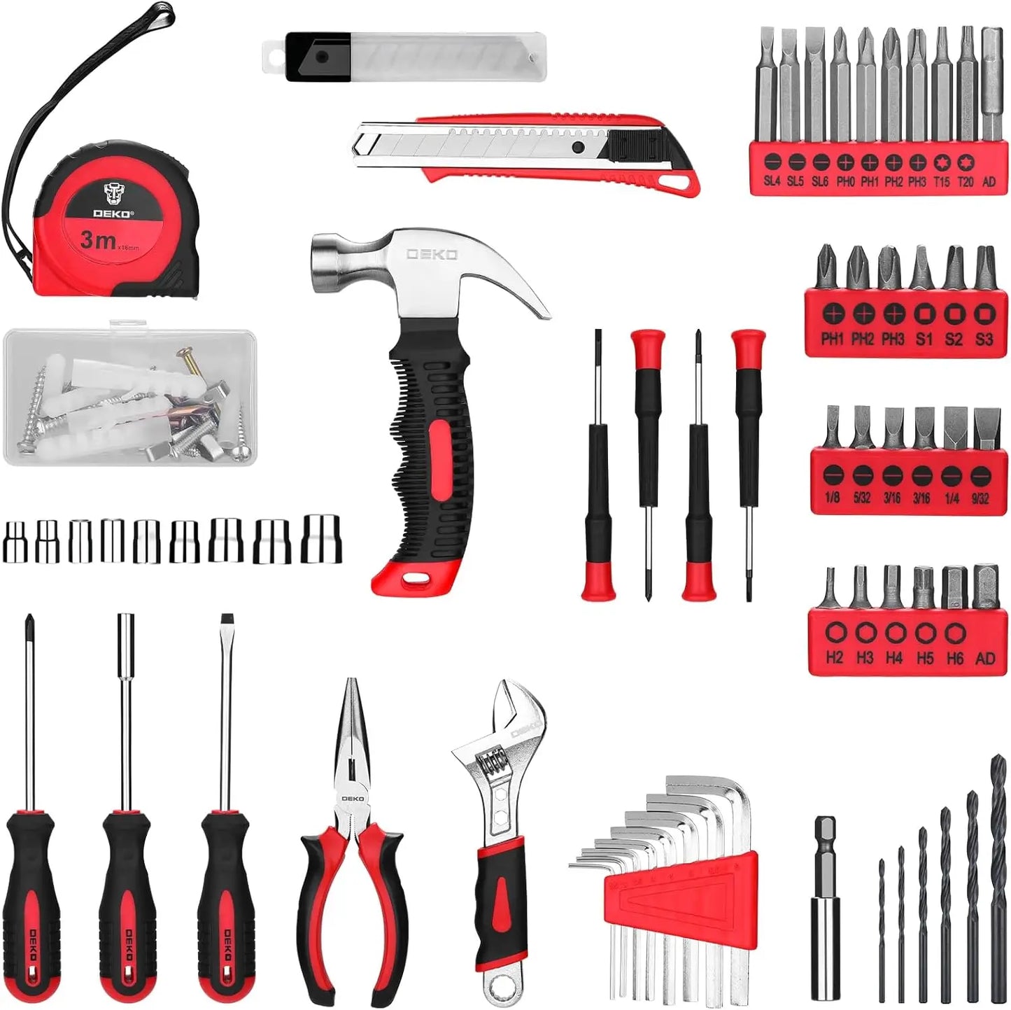 DEKO 8V Cordless Drill Set 126 Piece Home Tool Kit