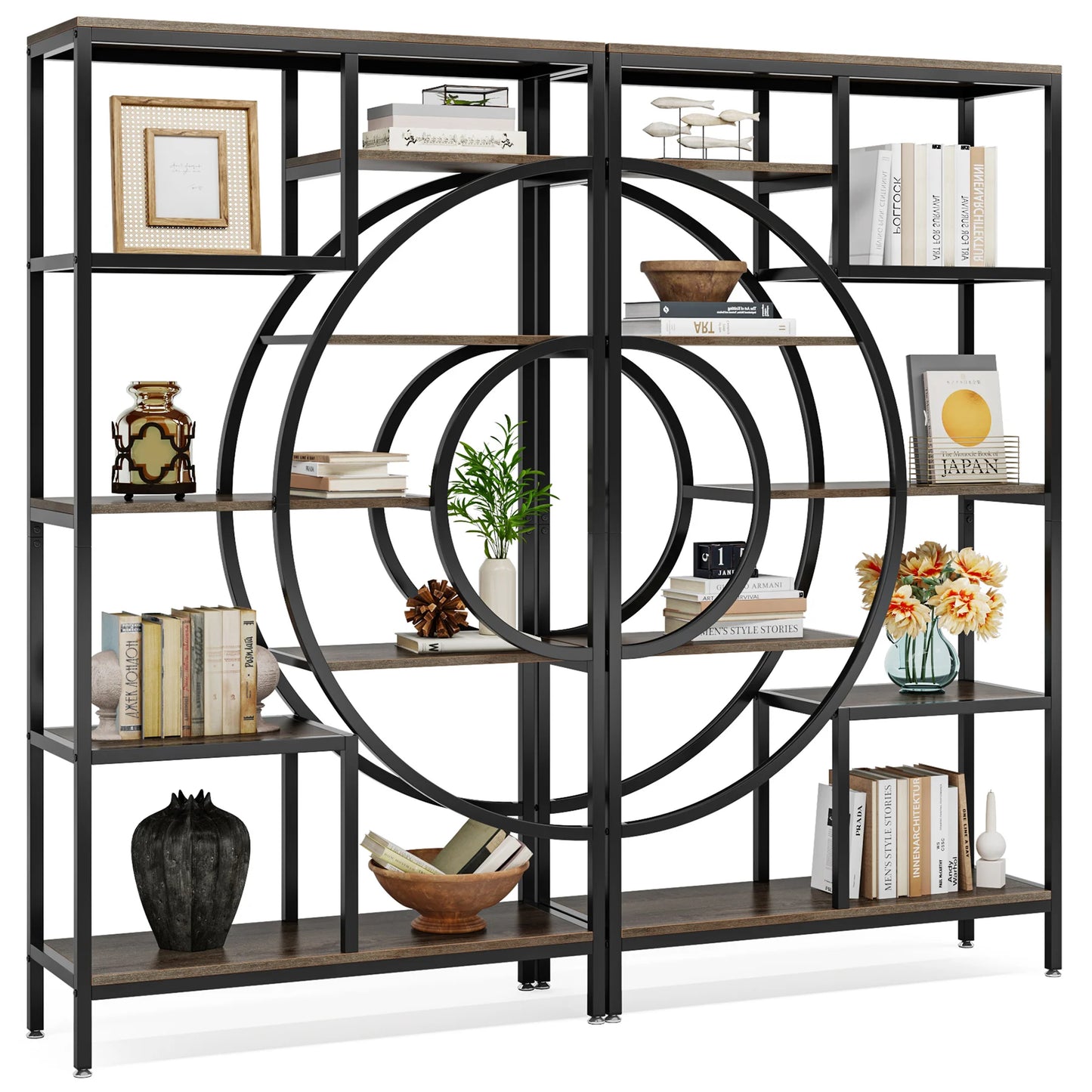 Tribesigns Industrial Etagere Bookshelf Freestanding Tall Display Shelf