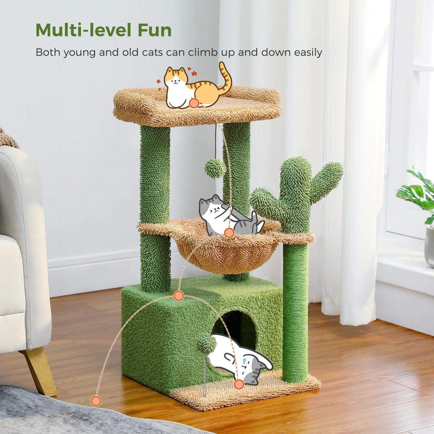 PAWZ Road 4-In-1 Cat Tree With Condo And Cozy Perch