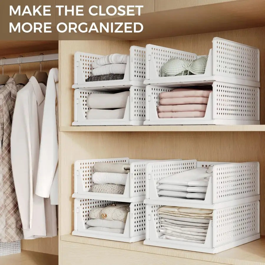 Stackable Plastic Drawer Bins for Closet Organization