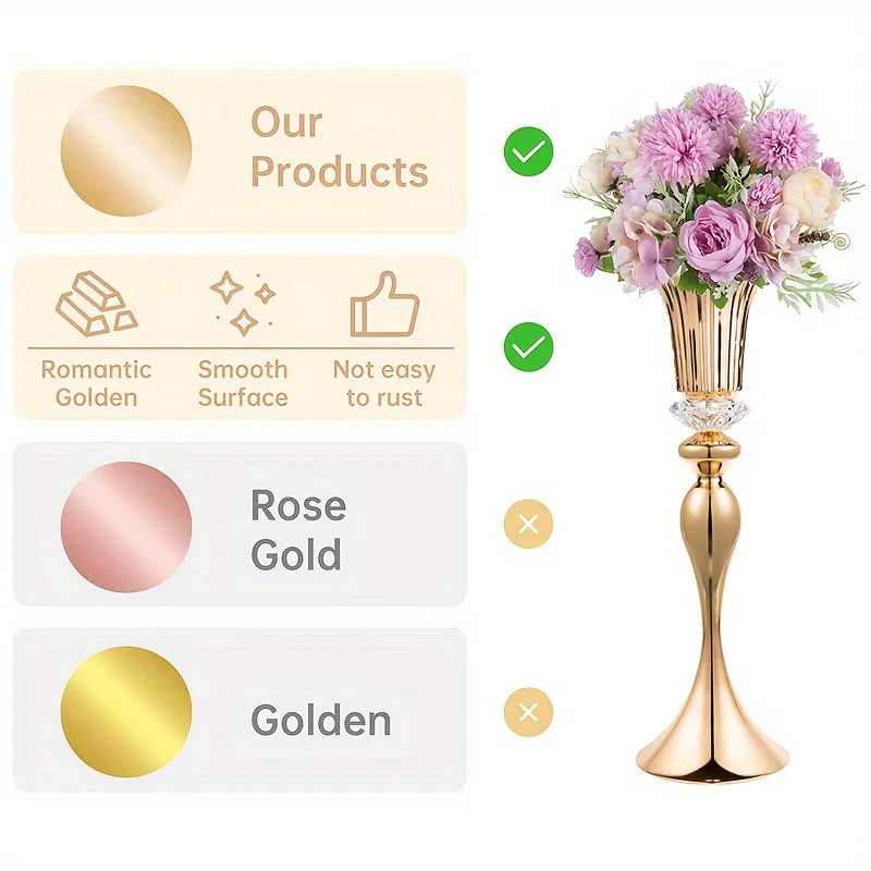 Crystal Flower Stands Metal Centerpiece Vases For Table Decor