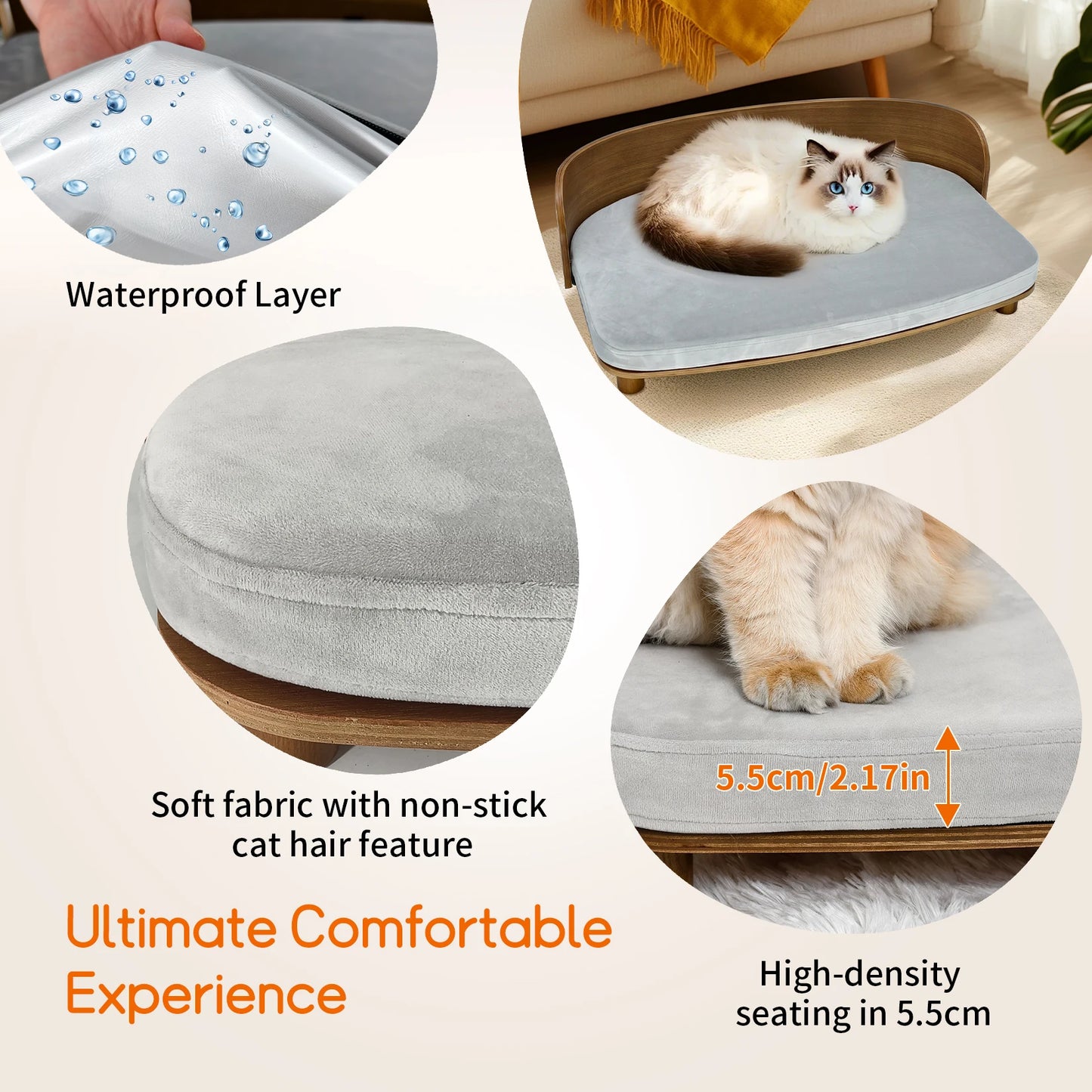 BINGOPAW Elevated Cat Bed Wooden Indoor Pet Sofa