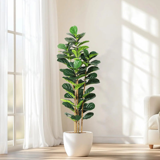 HiMISSCN Fiddle Leaf Fig Artificial Tree With Pot Indoor Decor