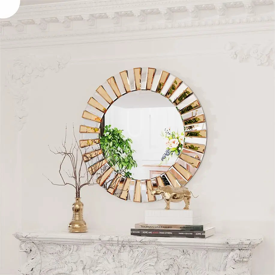 Decorative Round Starburst Wall Mirror Venetian Style