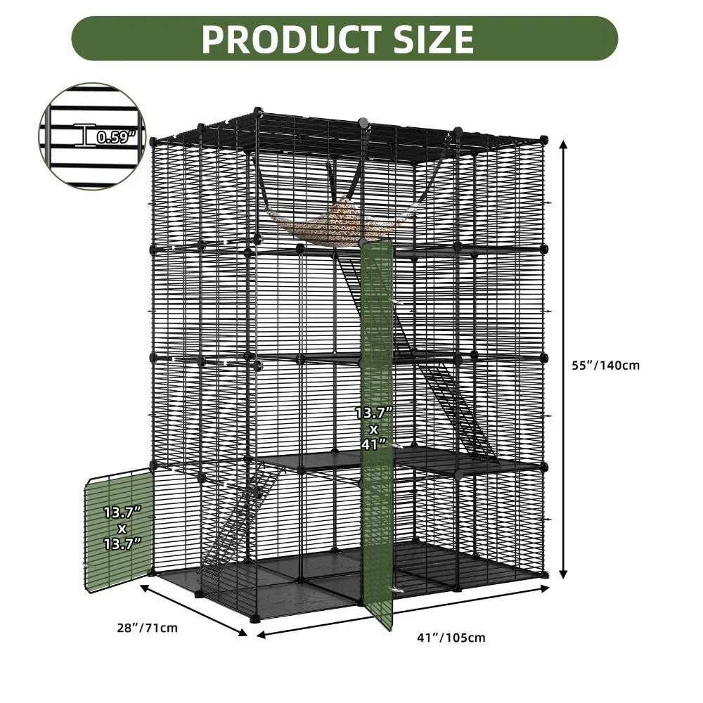 4-Tier Ferret Cage With Hammock Catio