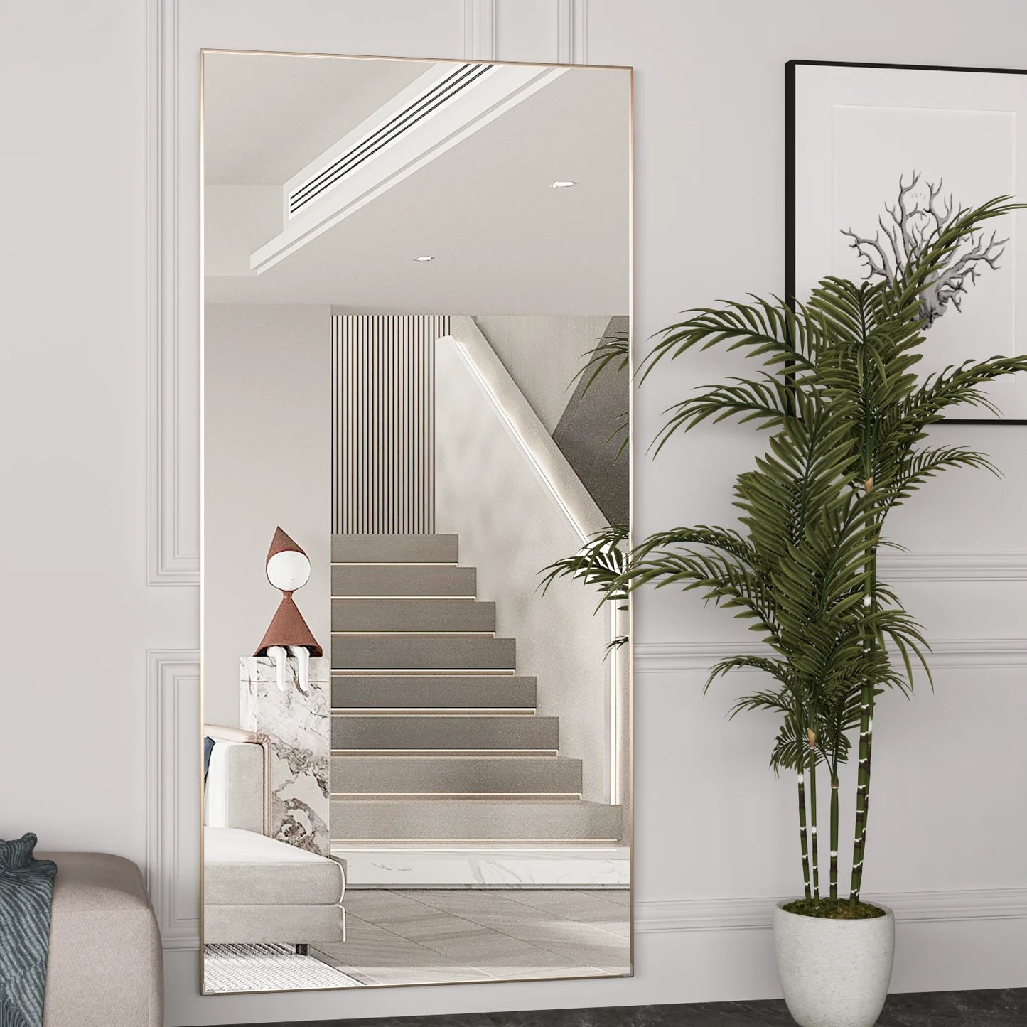 Full Length Floor Mirror With Black Metal Frame Home Decor
