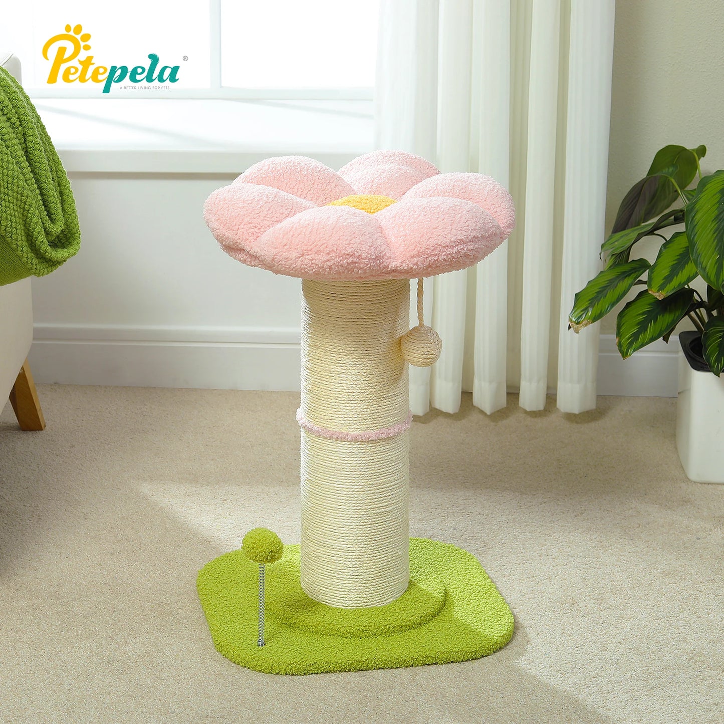 PAWZ Road Flower Small Cat Tree Scratching Post Natural Sisal