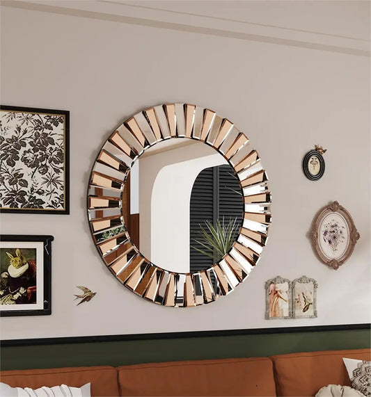 Decorative Round Starburst Wall Mirror Venetian Style