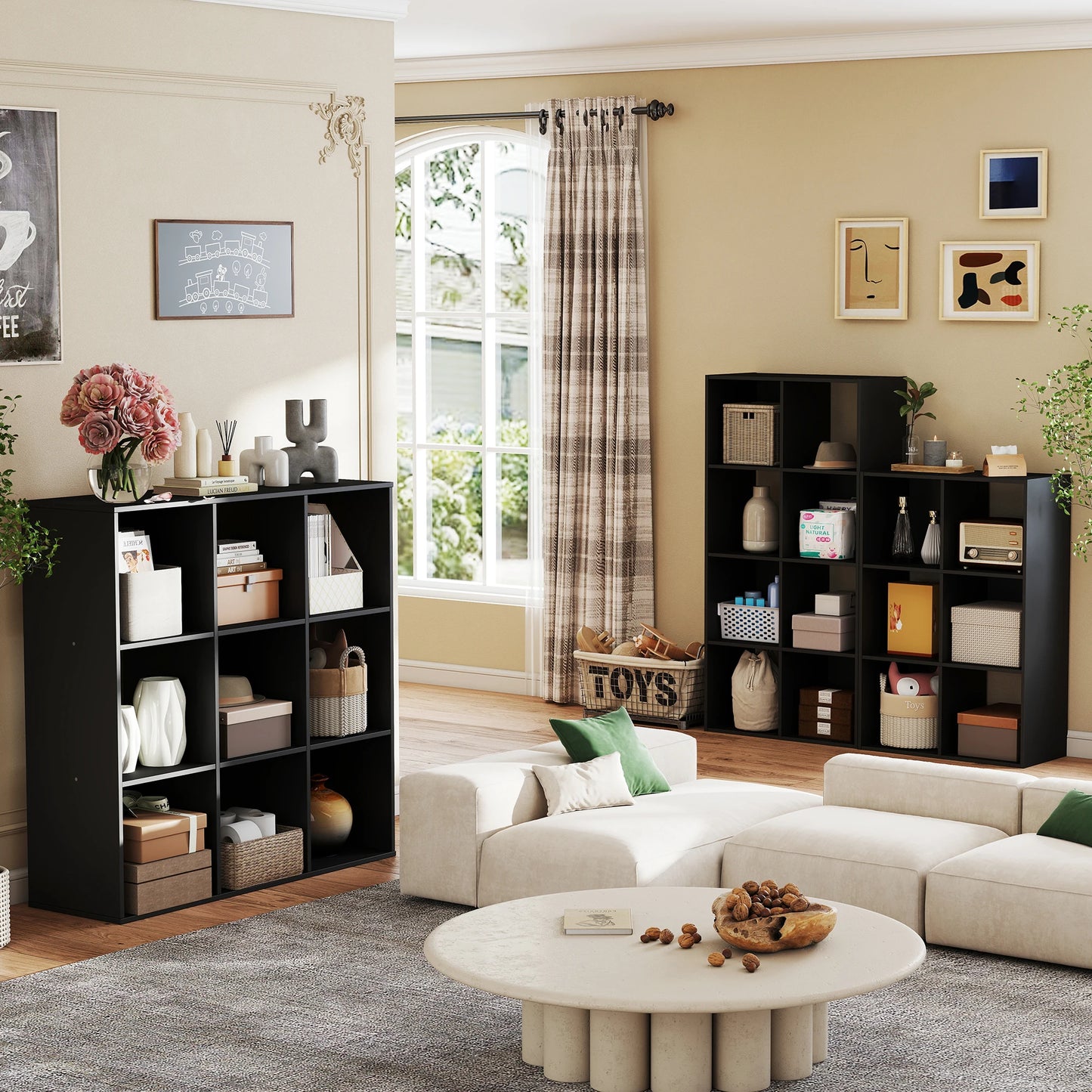JHK 9 Cube Wooden Storage Organizer Bookshelf for Living Room