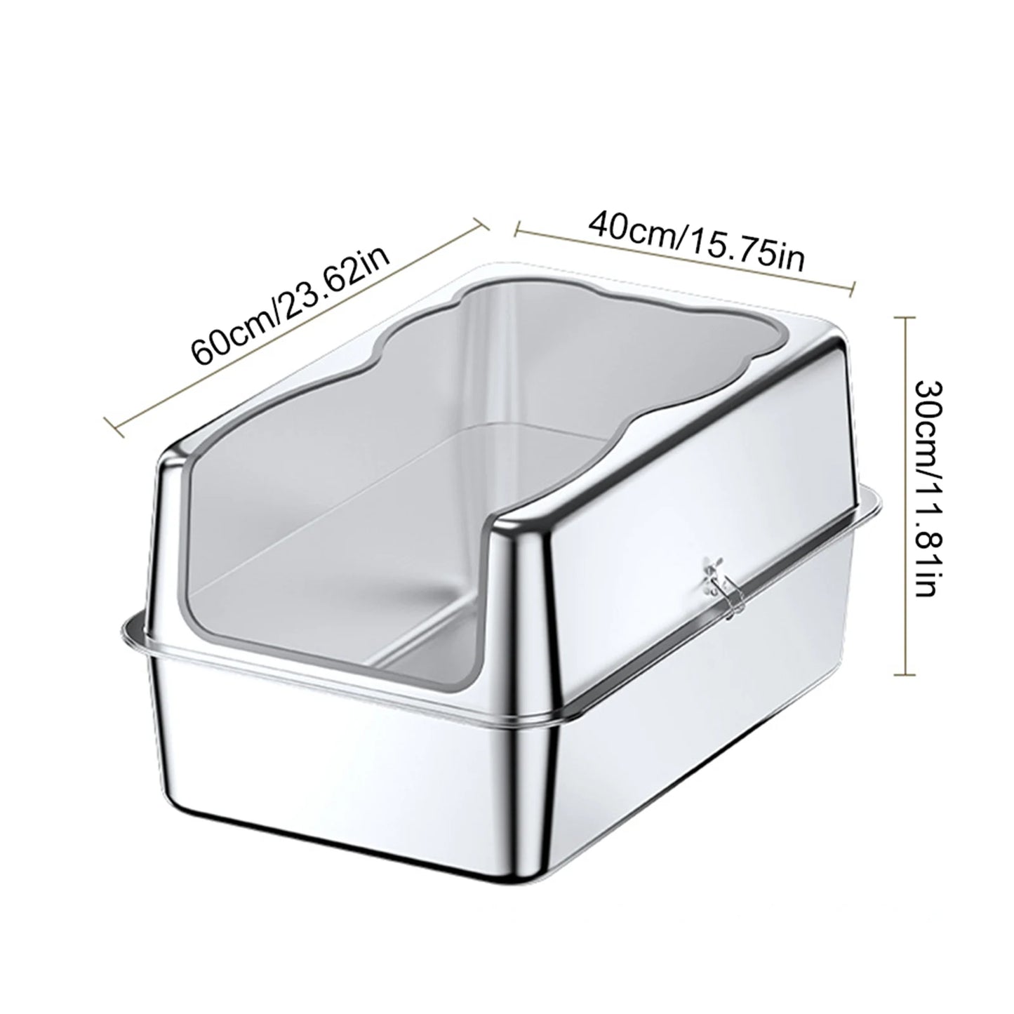 Stainless Steel Top Entry Sifting Litter Box With Lid