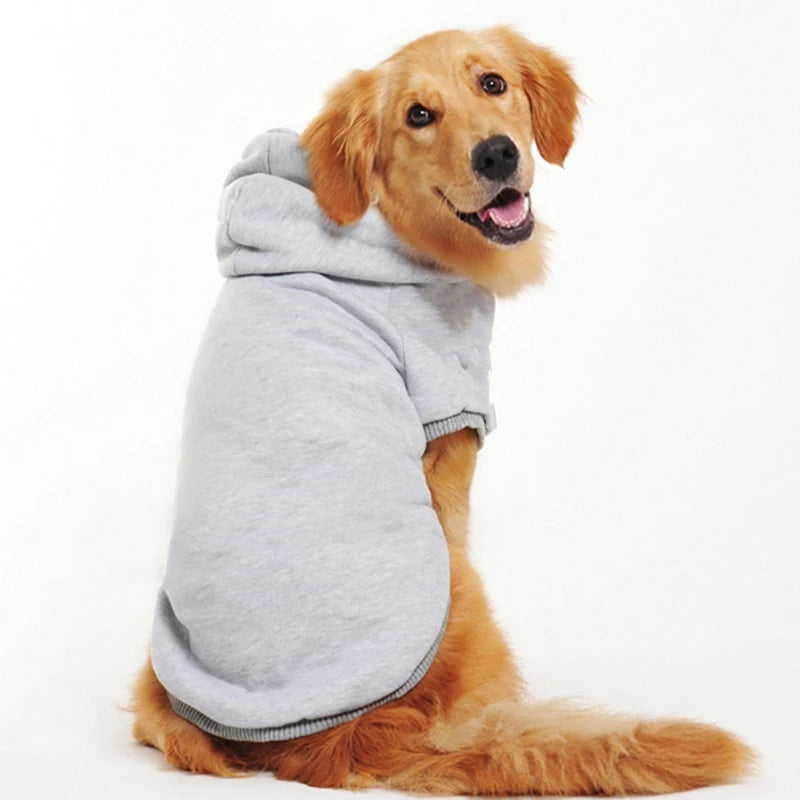 Solid Fleece Dog Jacket Coat With Hood For All Breeds