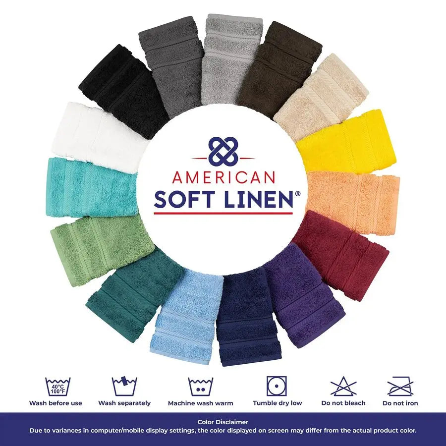 Luxury 6 Piece Towel Set, 2 Bath Towels 2 Hand Towel 2 Washcloths, 600 GSM 100 Cotton Turkish Towels for Bathroom, Black Towel S