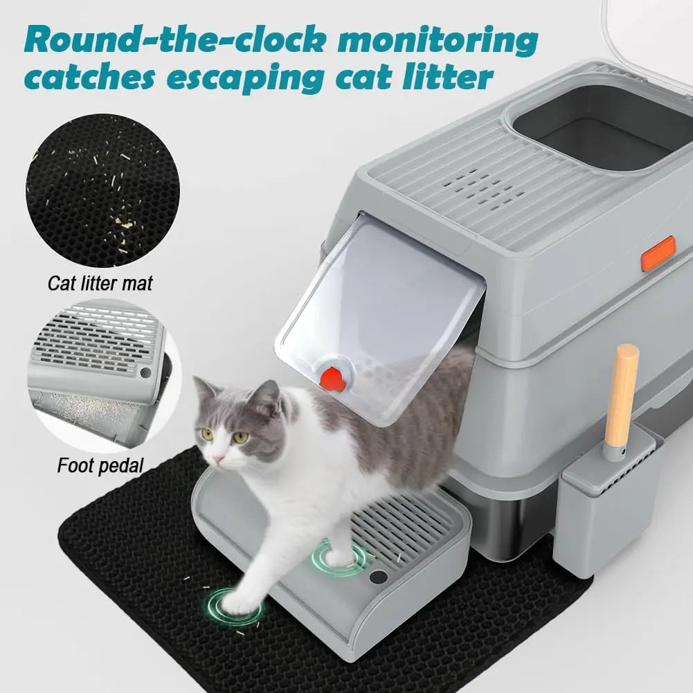 Stainless Steel Cat Litter Box With Lid And Scoop Included